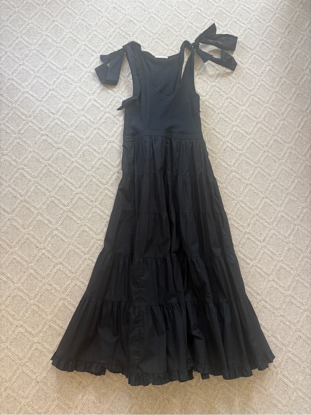 Black Tie-Shoulder Tiered Maxi Dress from Ulla Johnson